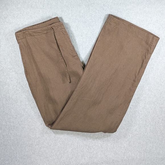 Vintage Rafaella 100% Linen Pants Womens 10 Brown Straight Leg Drawstring Casual - Picture 10 of 10